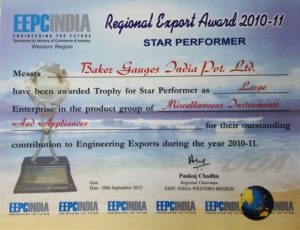 Regional Export Awards - Baker Gauges India Pvt. Ltd.