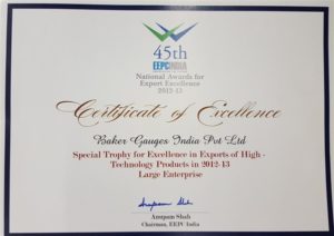 BGIPL awarded Trophy for excellence in Exports of High Technology Products